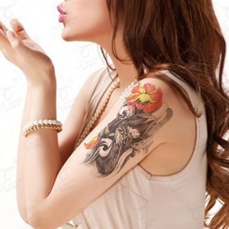 Cute Lotus Sanskrit Totem Tattoo Sticker Women Body Art Makeup Temporary Tattoos