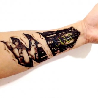 Waterproof 3D Machinery Arm Tattoo Body Art Temporary Tattoos Sticker Fake Tattoo
